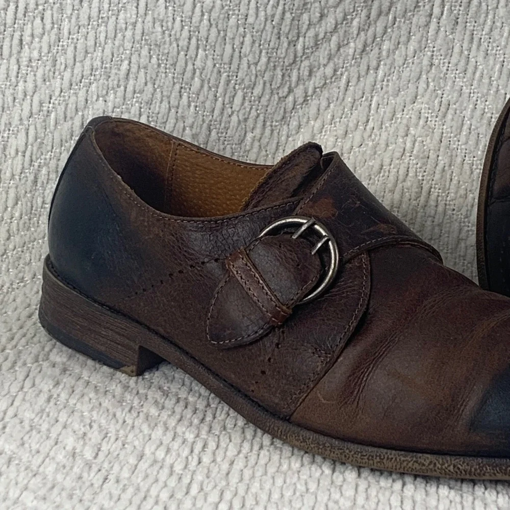 Robert Wayne Mens 11 Brown Leather Double Monk Strap Brogue Dress Shoes Portugal
